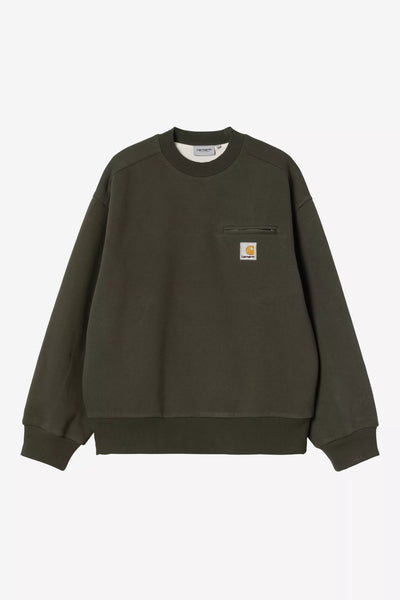 Felpa Carhartt Wip Olive Stone Washed da Uomo i035547