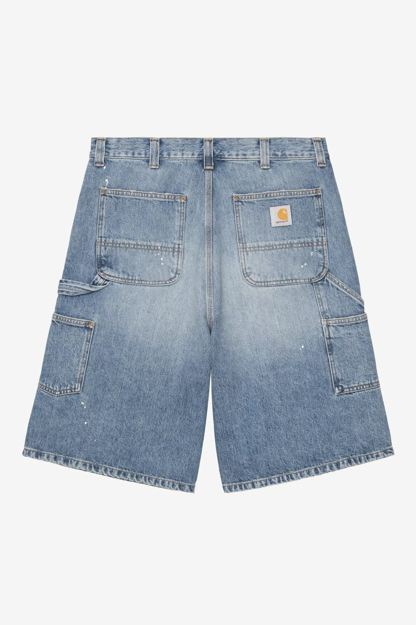 Short Carhartt Wip Blue Destroy Wash Splatter da Uomo i037020 single knee