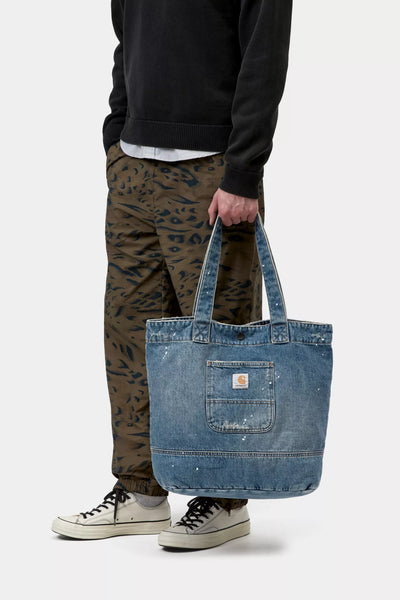 Borsa Carhartt Wip Destroy Wash Splatter da Uomo i037032 denim tote
