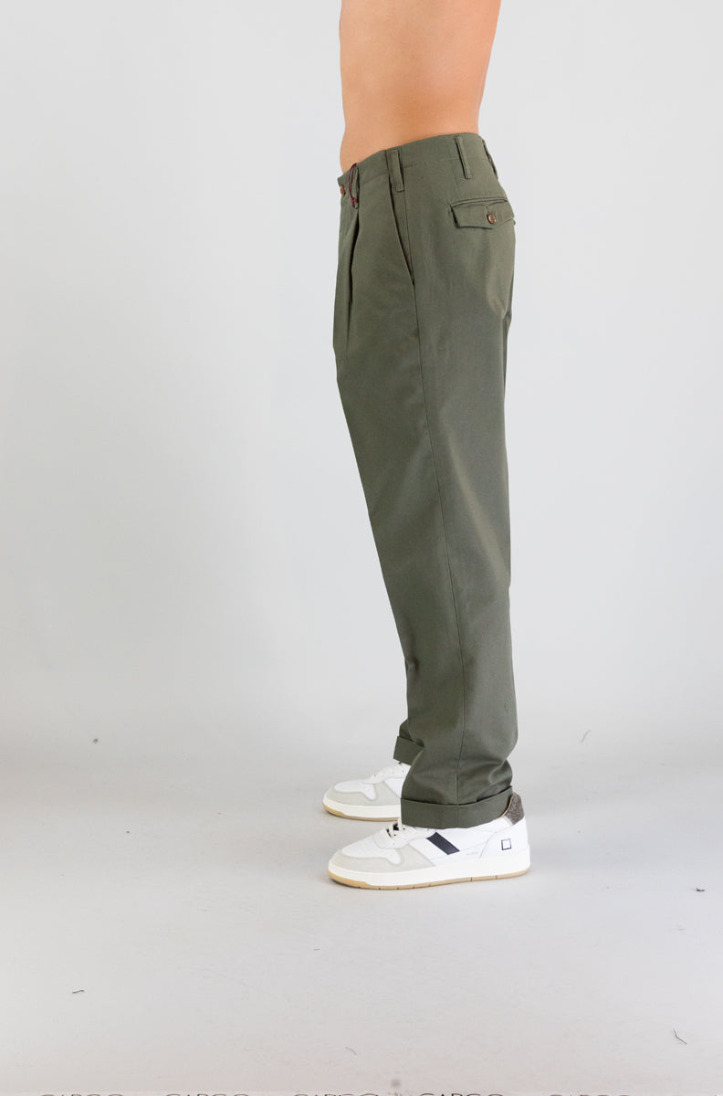 Pantalone Tela Cruda Verde Militare da Uomo tc127p002co0447 uniform pleat