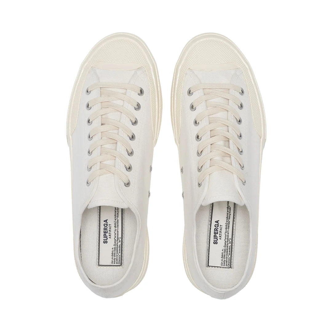 Scarpa Superga White Off White da Uomo 2432 works low cut cotton canvas