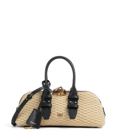 Borsa Pinko C24q da Donna bowling horizontal big rafia vitello seta