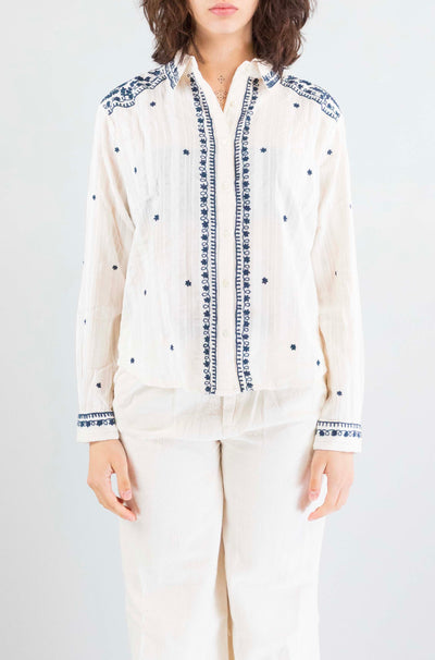 Camicia Maison Hotel Cream Indigo da Donna texas sun salinger