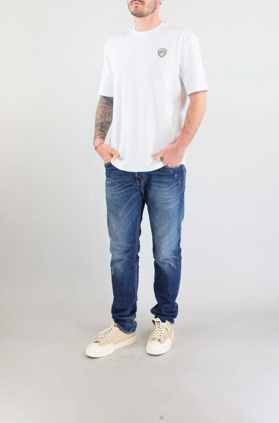 T-Shirt Blauer Bianco da Uomo 26sbluf02284 007480