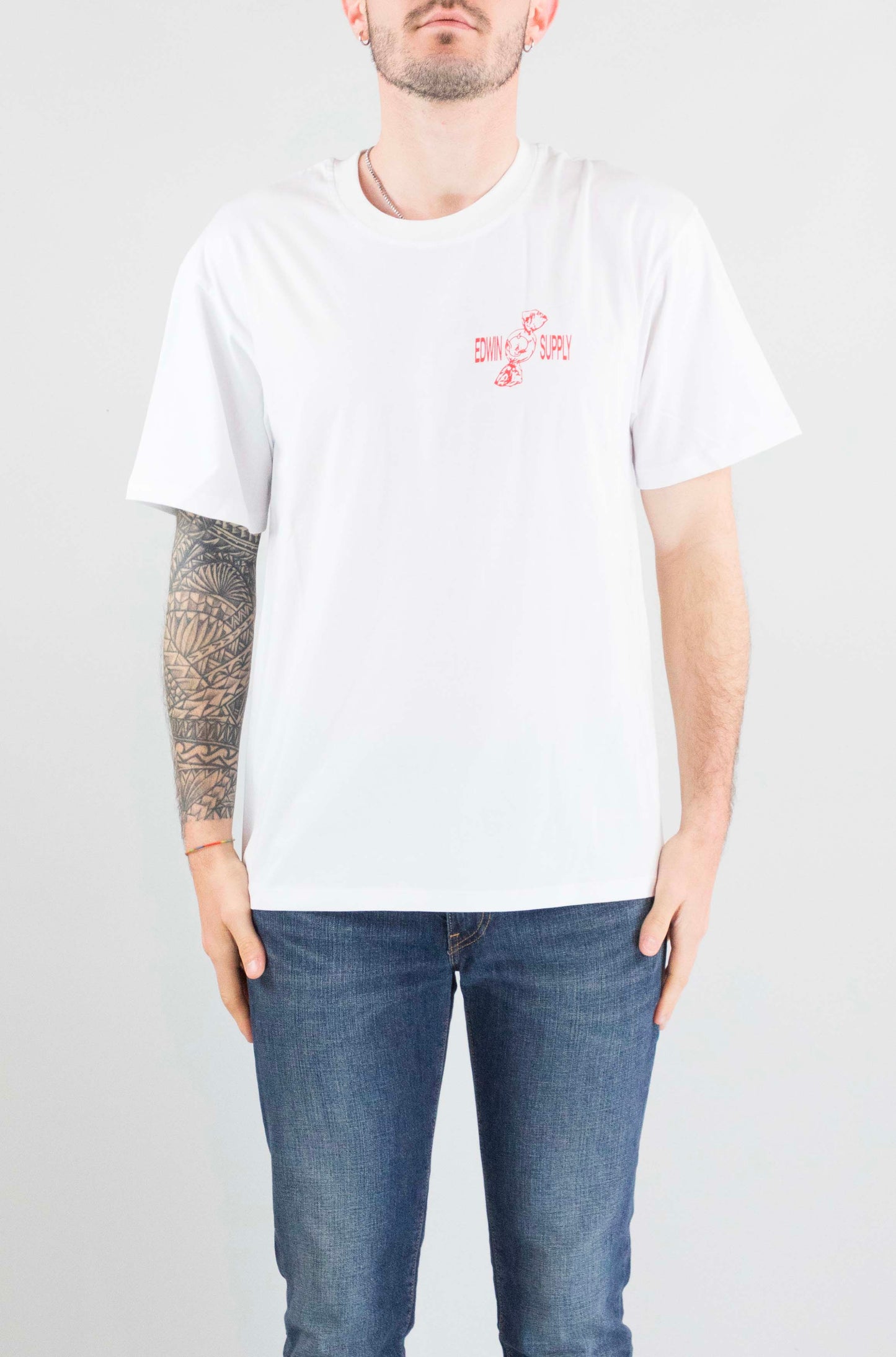 T-Shirt Edwin White da Uomo 2638 sorry tokyo