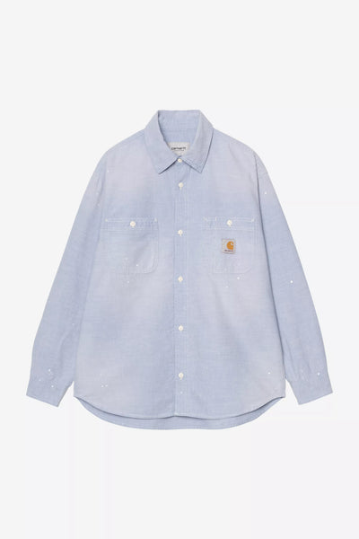 Camicia Carhartt Wip Blue Worn Used Splatter da Uomo i036919 l/s painter shirt