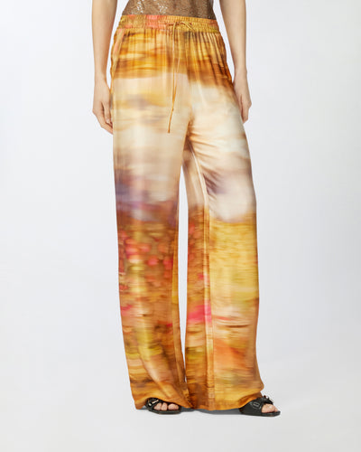 Pantalone Pinko Stampa Beige Rosa da Donna purple rain
