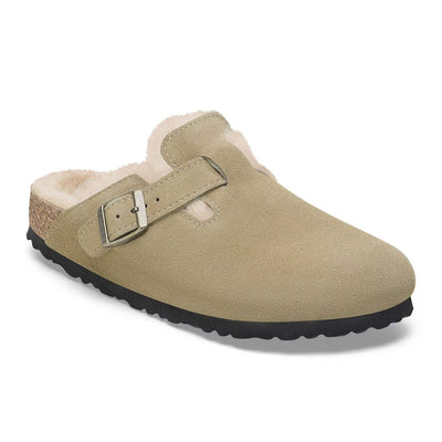 Scarpa Birkenstock Taupe da Donna 1028299 boston shearling suede calzata s