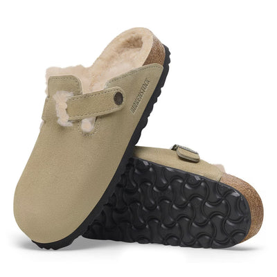 Scarpa Birkenstock Taupe da Donna 1028299 boston shearling suede calzata s