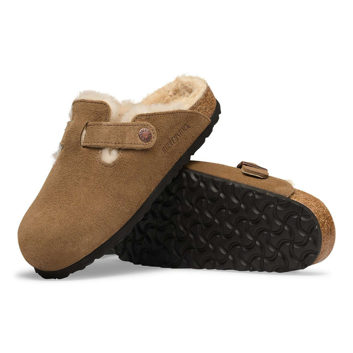 Scarpa Birkenstock dark Tea da Uomo 1032432 Boston pelliccia di agnello
