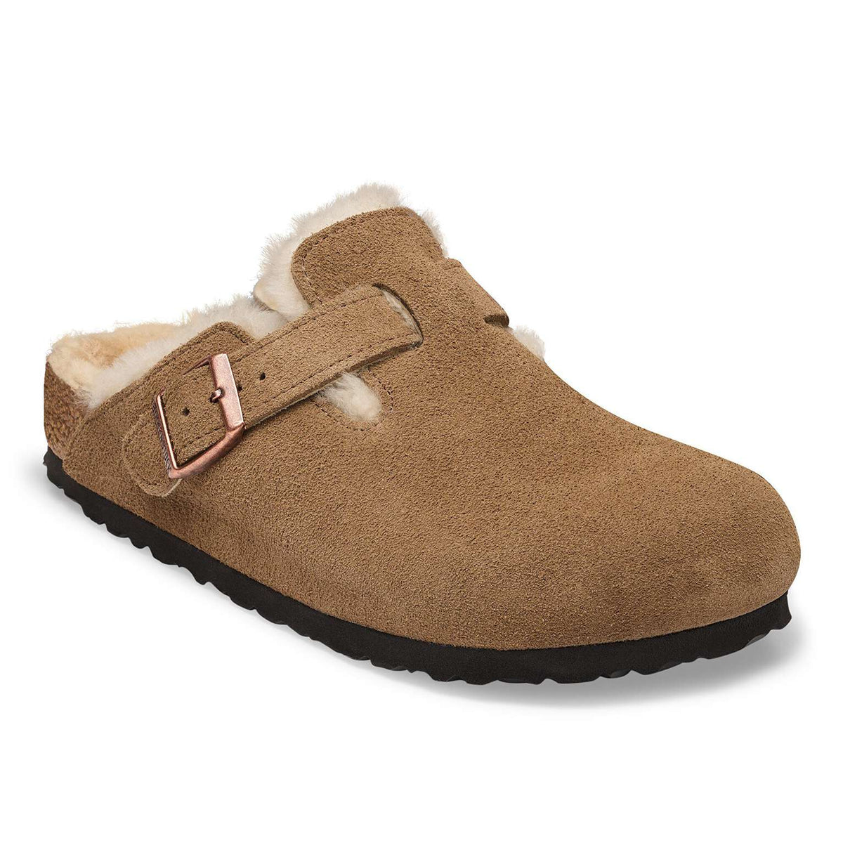 Scarpa Birkenstock dark Tea da Uomo 1032432 Boston pelliccia di agnello