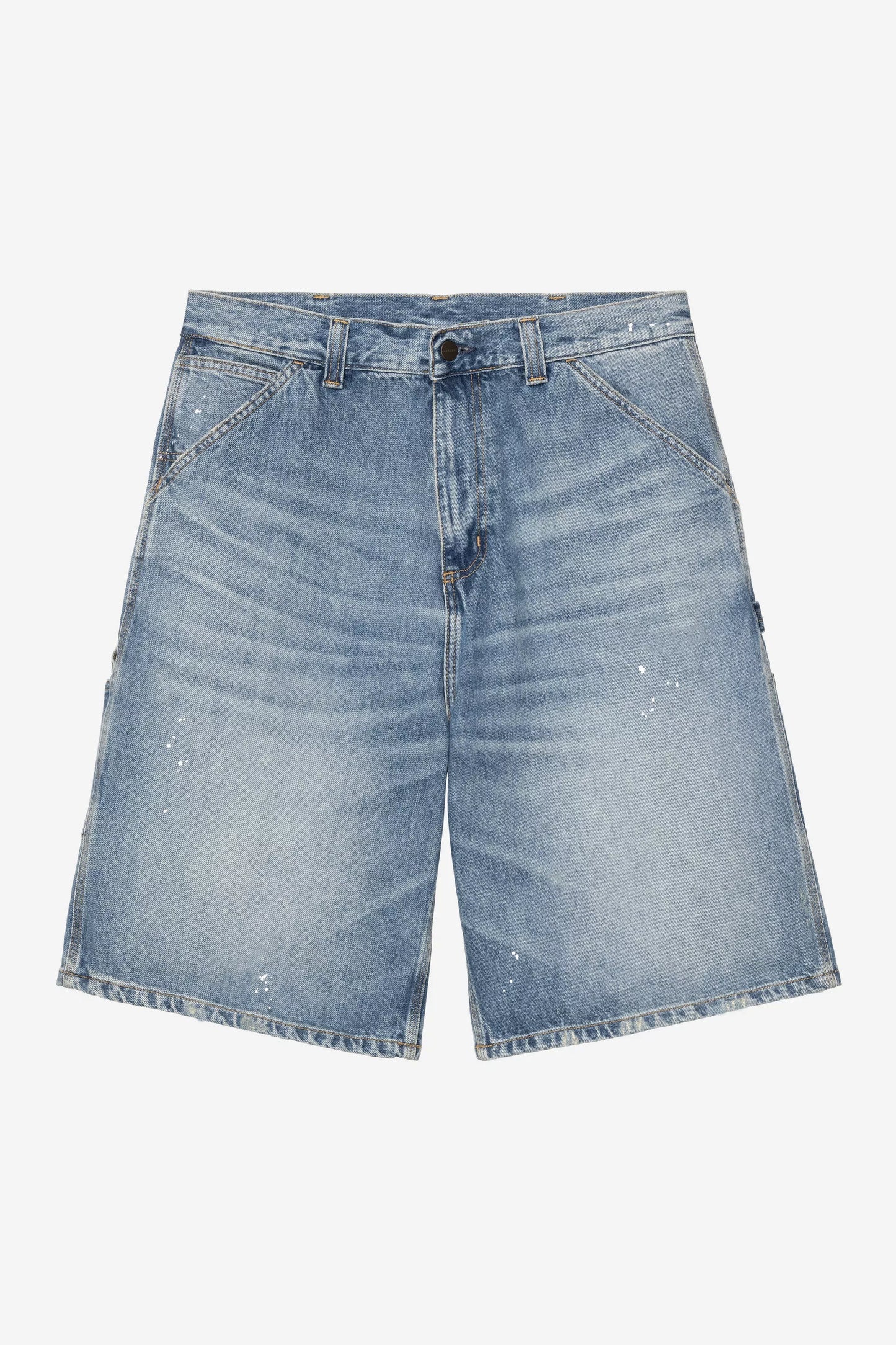 Short Carhartt Wip Blue Destroy Wash Splatter da Uomo i037020 single knee