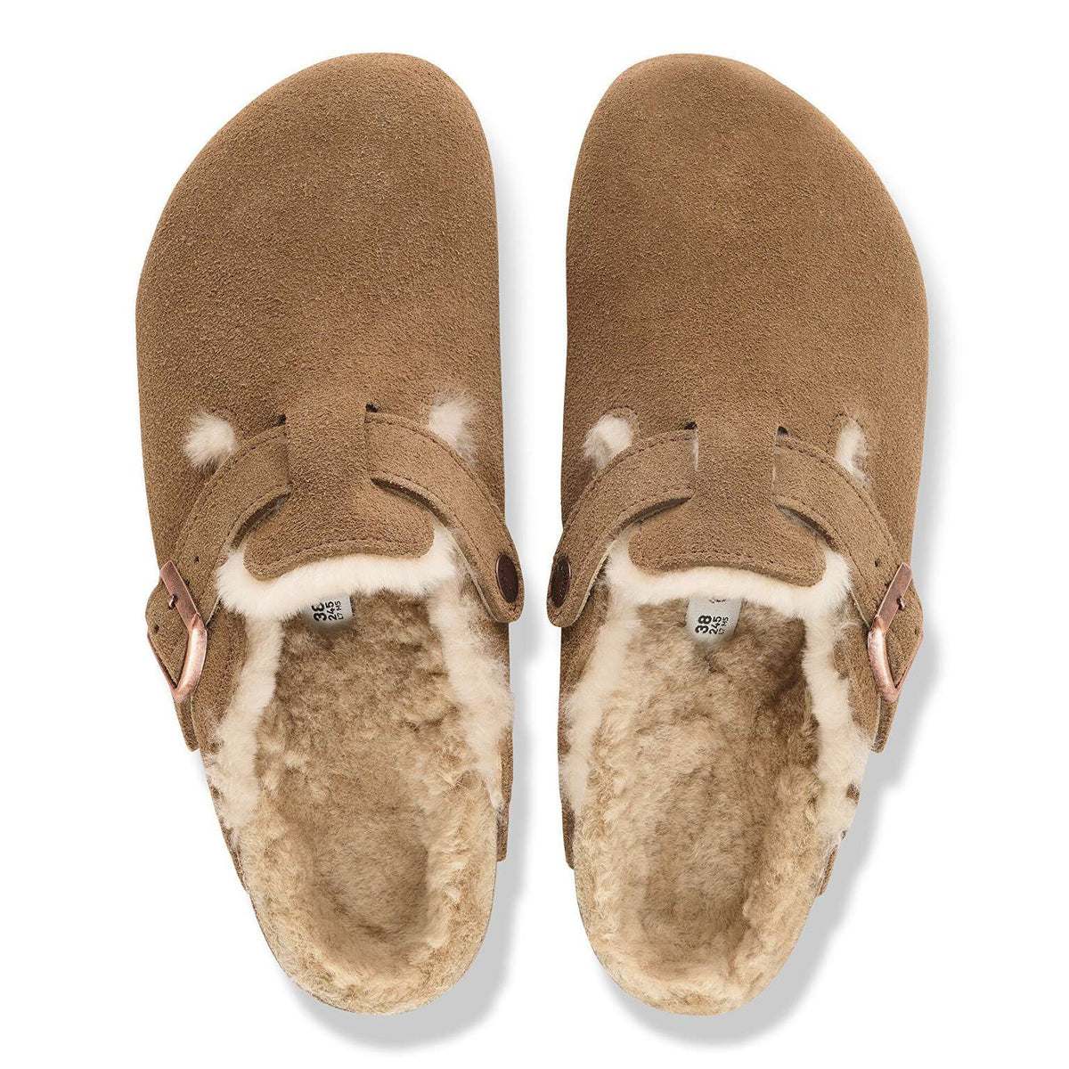 Scarpa Birkenstock dark Tea da Uomo 1032432 Boston pelliccia di agnello