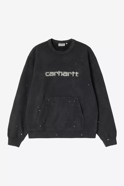 Felpa Carhartt Wip Black Destroy Wash Splatter da Uomo i036899 painter
