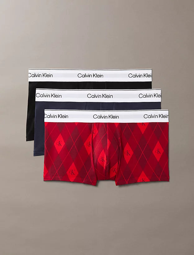 Mutanda Calvin Klein Black Argyle 25 Estabilished Red da Uomo lv00nb4564 10o low rise trunk 3pk