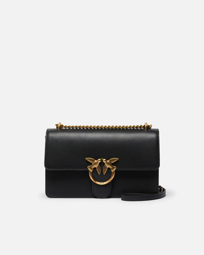 Borsa Pinko Nero Gold da Donna love one classic dc vitello seta