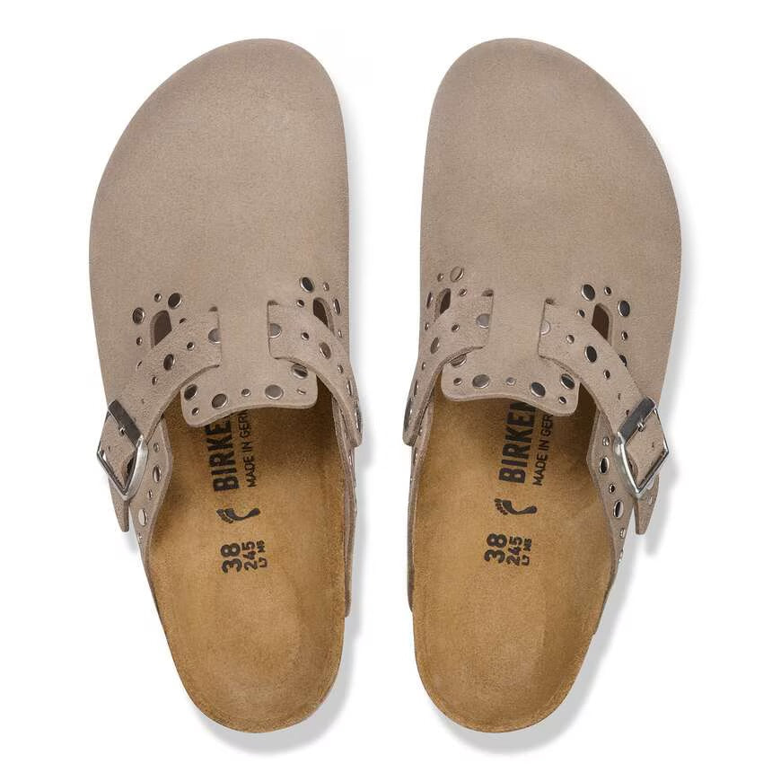 Scarpa Birkenstock Taupe  1030418 boston rivet suede calz s
