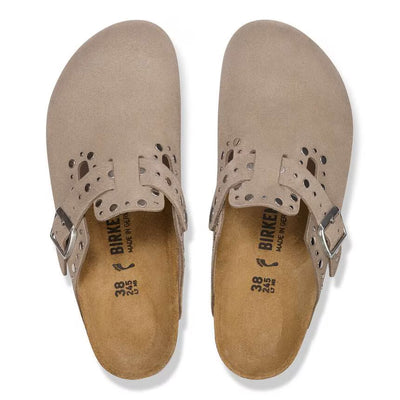 Scarpa Birkenstock Taupe da Donna 1030418 boston rivet suede calz s