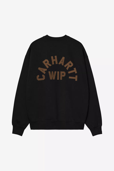 Felpa Carhartt Wip Black Hamilton Brown Stone da Uomo i037266 arch script
