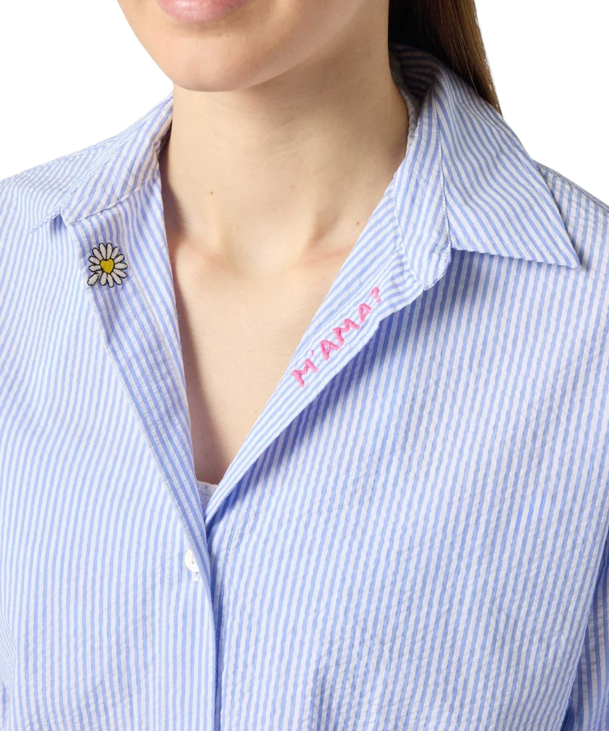 Camicia Mc2 Saint Barth Seersucker Stripes V M Ama 31 da Donna cristal
