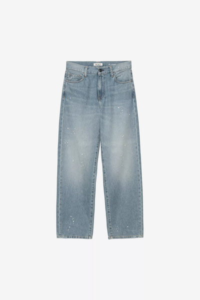 Pantalone Carhartt Wip blue Destroy Wash Splatter da Donna i037026 arin