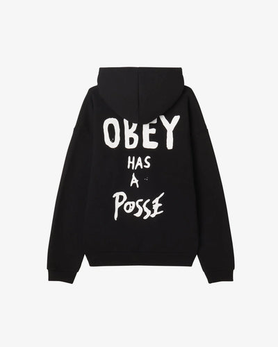 Felpa Obey Black da Uomo obey posse extra heavy hood