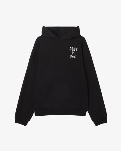 Felpa Obey Black da Uomo obey posse extra heavy hood