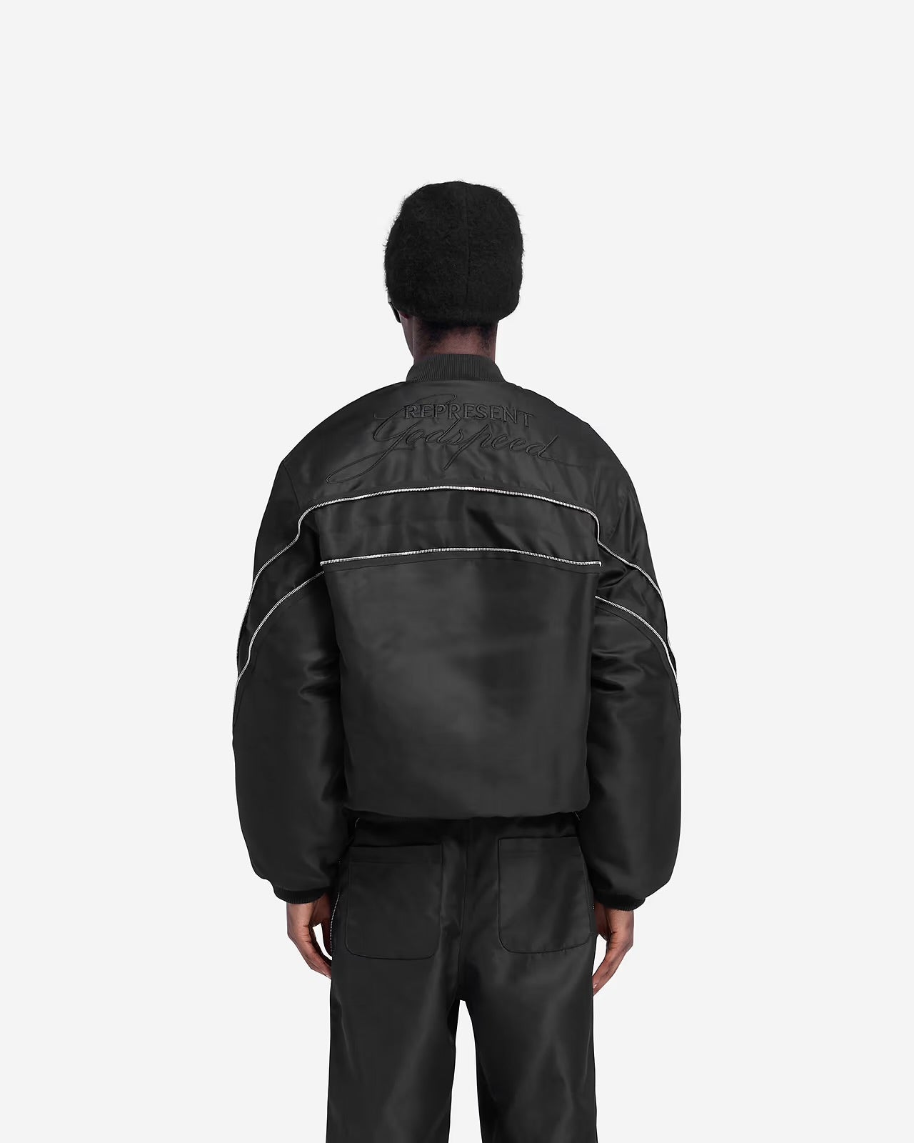 Giubbotto Represent Jet Black da Uomo m1036 zip back bomber