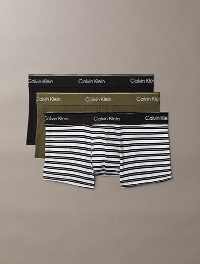 Mutanda Calvin Klein Black Triple Stripe Olive Nig da Uomo lv00nb4389 5vv low rise trunk 3pk