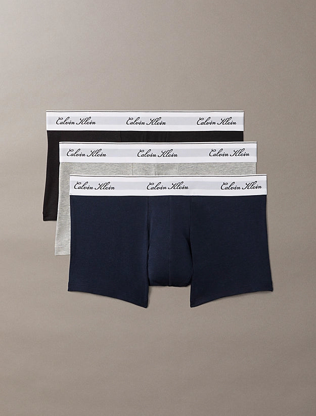 Mutanda Calvin Klein Black Grey Heater Dark Sapphire da Uomo lv00nb4607 4kj low rise trunk 3pk