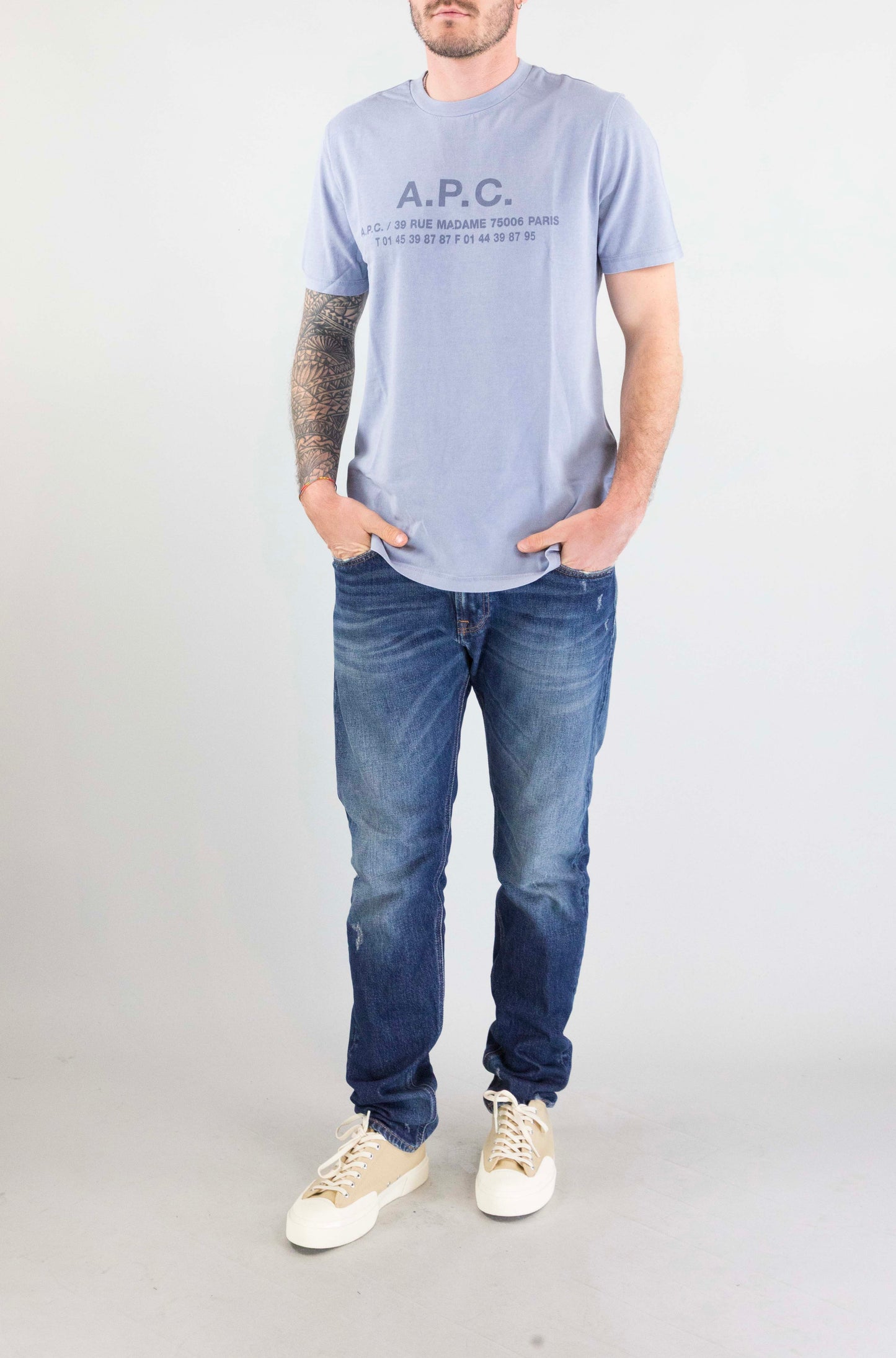 T-Shirt Apc Celeste da Uomo cohbs h26570