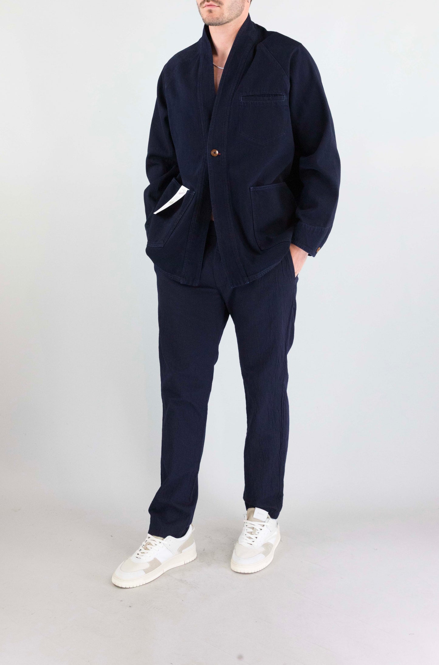 Giubbotto Tela Cruda Blu da Uomo tnjg0004 de0062a kimono