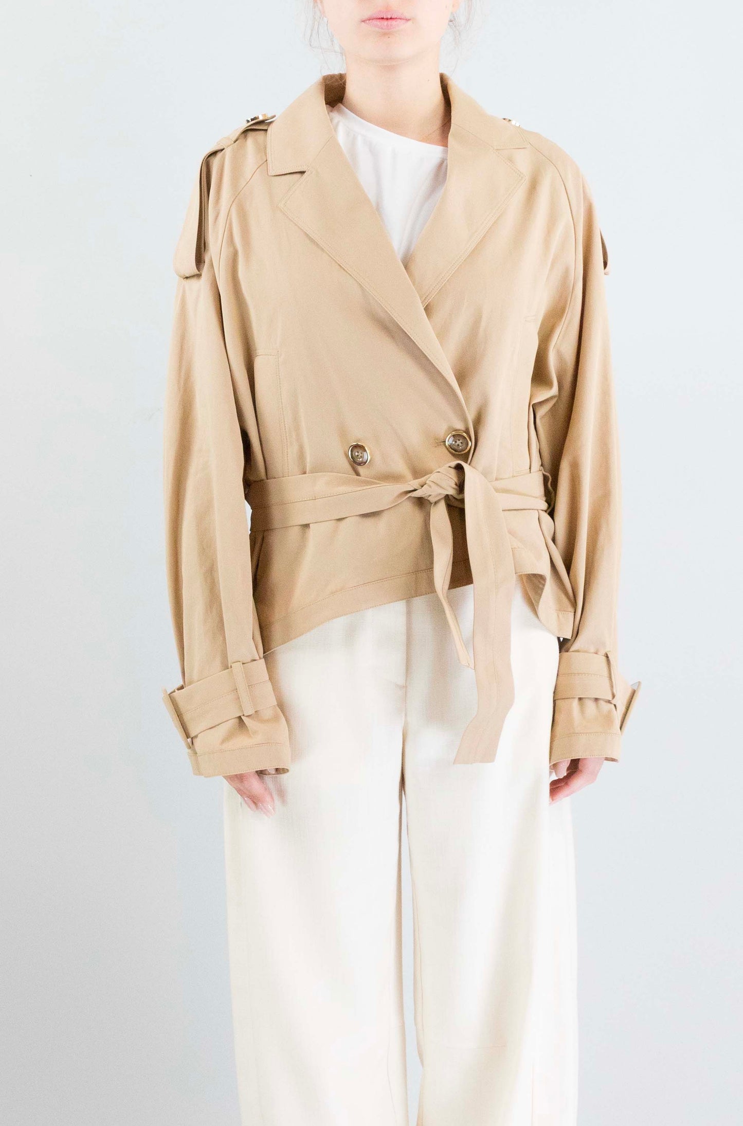 Cappotto Pinko Beige Chantilli da Donna tanya cotone fluido