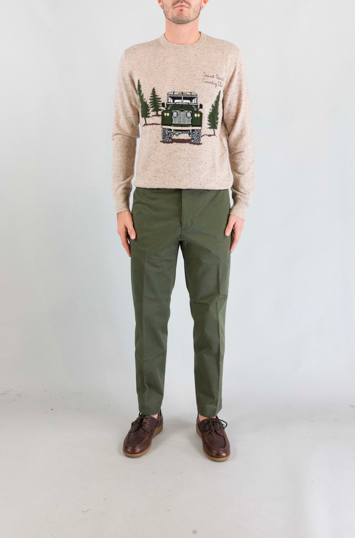 Pantalone Nine In The Morning Oliva da Uomo giove piatto slim