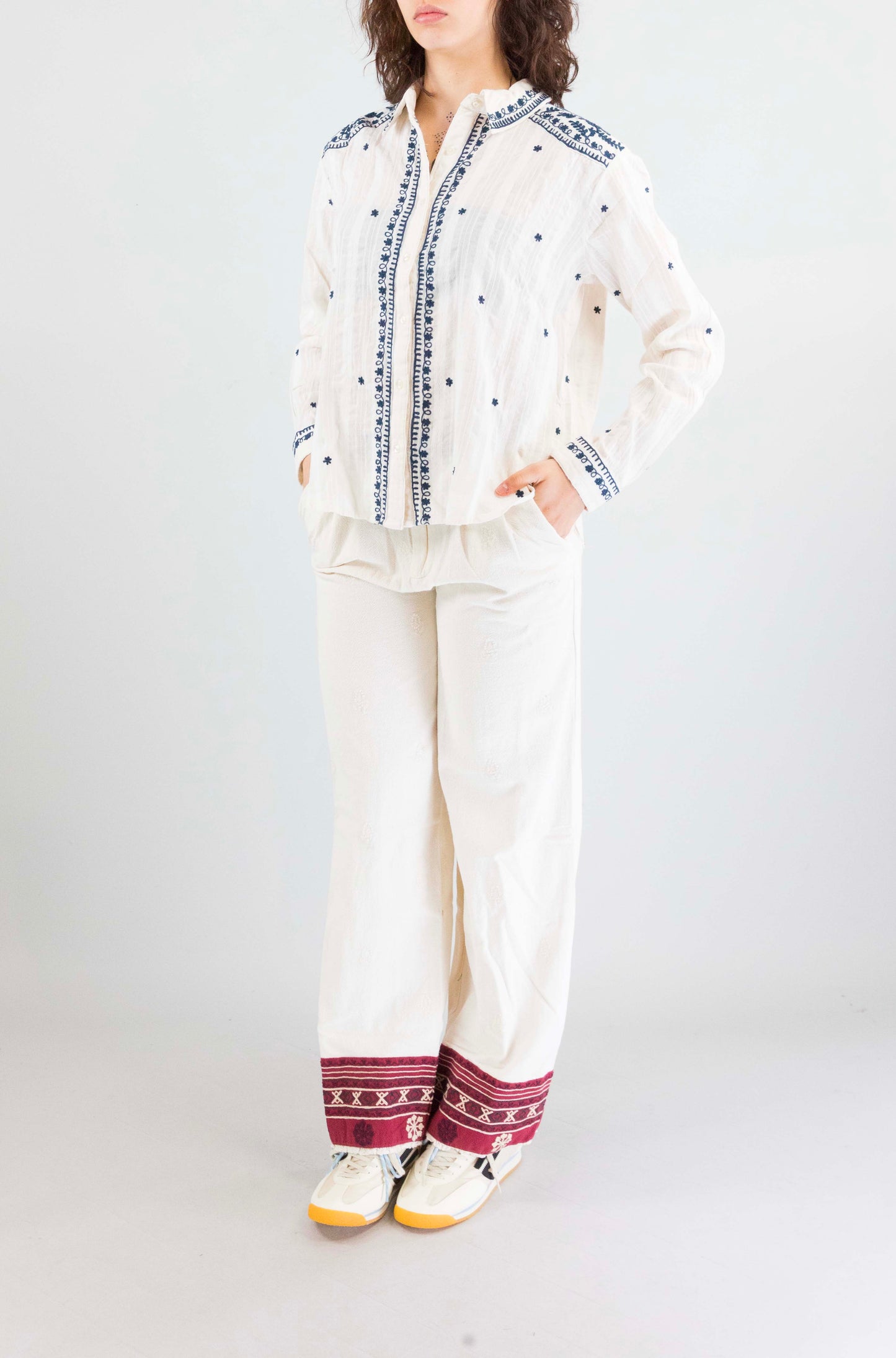 Camicia Maison Hotel Cream Indigo da Donna texas sun salinger